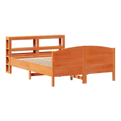 vidaXL Bed Frame with Headboard Bed Base Wax Brown 140x190 cm Solid Wood Pine