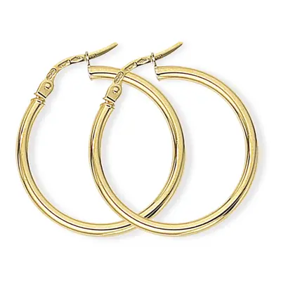 Jewelco London 18ct Yellow Gold Classic Round Tube Hoop Earrings 2mm - EGNR02552