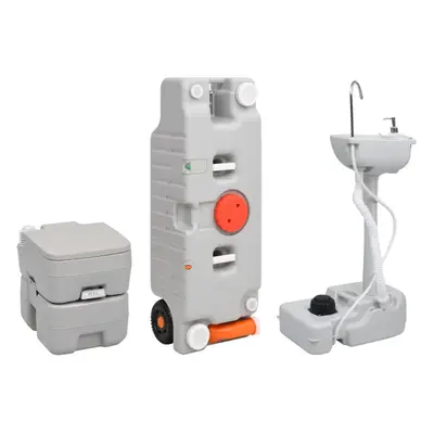 (106 x x cm + 41.5 x 36.5 x 42.5 cm) vidaXL Portable Camping Toilet and Handwash Stand Set with 