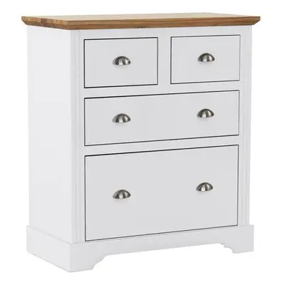 Toledo 2+2 Chest of Drawers White and Oak Effect Veneer Metal Runners Handles