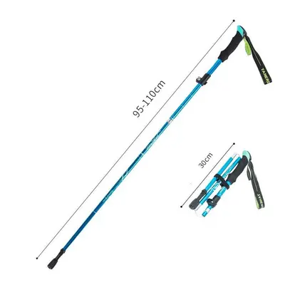 (Skyblue 95-110) Anti Shock Walking Stick Telescopic Trekking Ultralight Aluminum Alloy Tactical