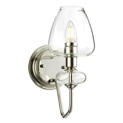 Wall Light Highly Polished Nickel Finish Clear Glass Shades LED E14 40W