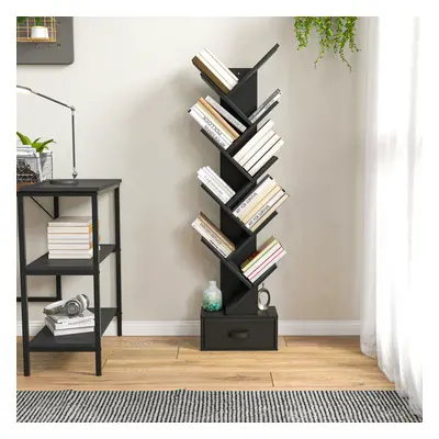 10 Tiers Bookshelf 150CM Free-standing Display Rack with Drawer