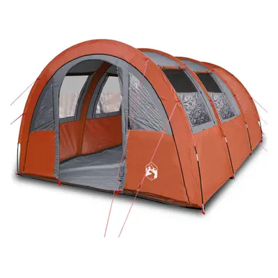 vidaXL Camping Tent Persons Portable Dome Tent Grey and Orange 185T Taffeta