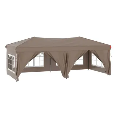 (Taupe) vidaXL Folding Party Tent with Sidewall Patio Camping Gazebo Pavilion Marquee