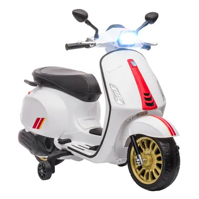 AIYAPLAY Vespa Licensed 12V Kids Electric Bike w/ Training Wheels, White