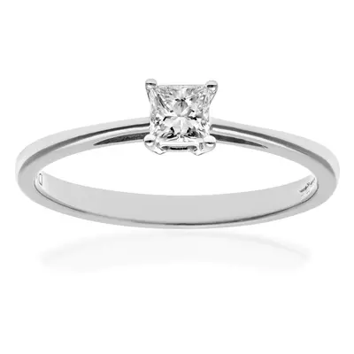 (P) Jewelco London Platinum Engagement Ring, J/I Certified Diamond, Princess Cut, 0.25ct