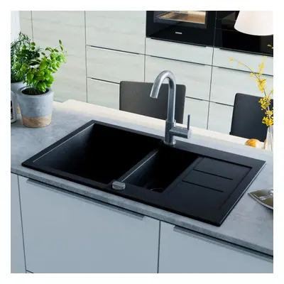 Granite Kitchen Sink Double Basin Black