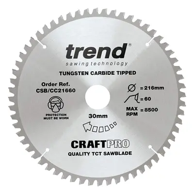 Trend CSB/CC21660 Craft Pro Negative Hook Crosscutting TCT Circular Blade Ideal for Festool Kape