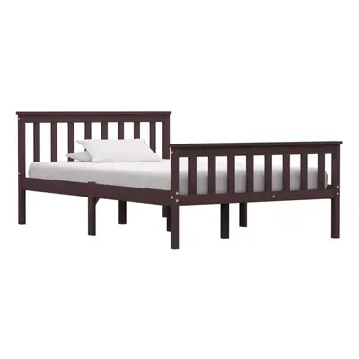 vidaXL Solid Pine Wood Bed Frame Dark Brown 120cm Double Wooden Bed Furniture