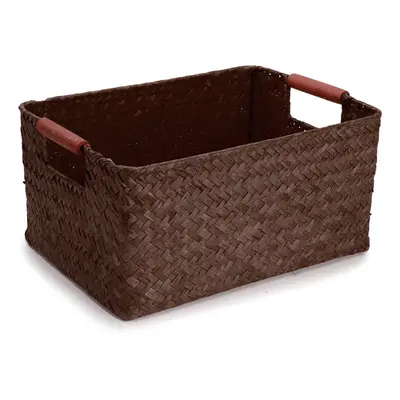 (Coffee) Seaweed Woven Storage Basket Fruit Sundries Home Organizer Fruit Container