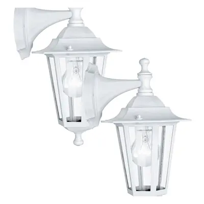 2 PACK IP44 Outdoor Wall Light White Aluminium Lantern 1x 60W E27 Porch Lamp