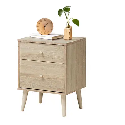 2-Drawer Nightstand Wooden Chest of Drawers w/ Legs Beside End Table