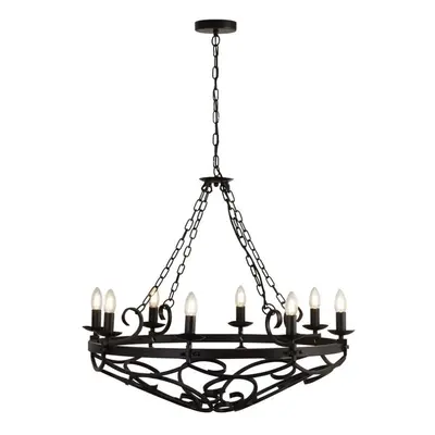 Searchlight CARTWHEEL - Light Cylindrical Candle Chain Ceiling Pendant - Black