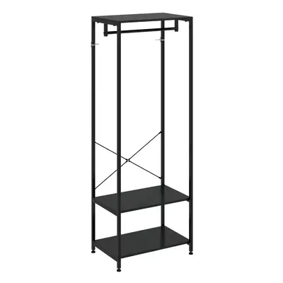 HOMCOM Coat Rack, 2-in-1 Clothes Stand with Shoe Storage for Hallway, Black