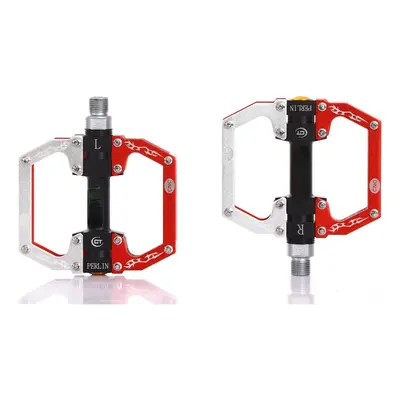 (Red+White) Aluminum Alloy Mountain Bike Pedals Flat Platform Sealed Bearing Axle 9/16" Cycling 