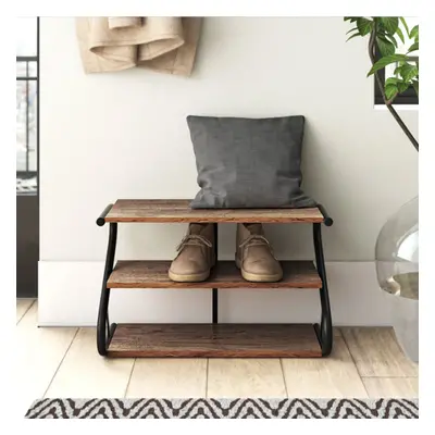 3-Tier Rustic S-Frame Shoe Rack Storage Shelf