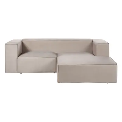 Left Hand Velvet Seater Corner Sofa Taupe Beige VERNON