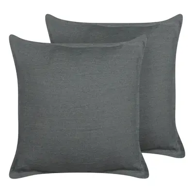 Set of Linen Cushions x cm Dark Grey SUBULATA