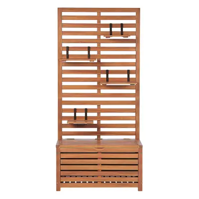 Garden Bench with Wall Panel MATINO with Storage Acacia Wood Light Wood