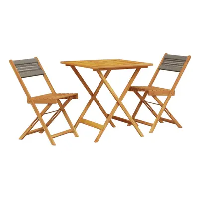 (70 x x cm) vidaXL Bistro Set Piece Outdoor Bar Set Grey Polypropylene and Solid Wood