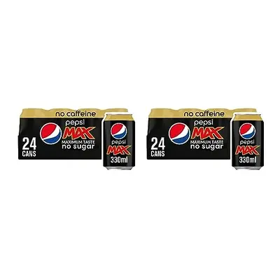 Pepsi Max 24pk x 330ml No Caffeine (Pack of 2)