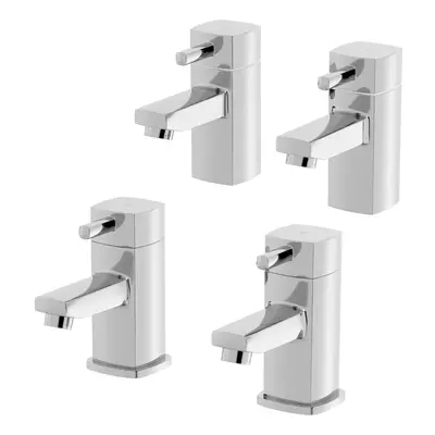 Modern Bathroom Basin Sink Taps Bath Taps Single Lever Pillar Tap Chrome Hot