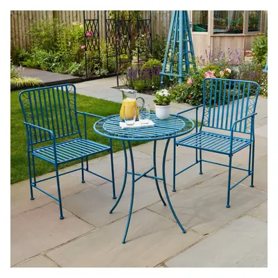 Home Source Harbour Table and Chairs Patio Garden Set - Blue