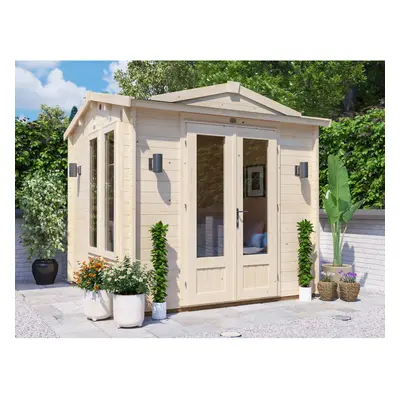 Dunster House Log Cabin Summer House 2.5m x 2.5m DIY Outdoor Building Shed GhostFlower 34mm