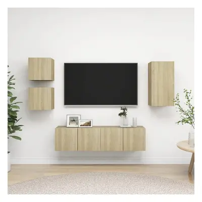 vidaXL TV Cabinet Set Piece Sonoma Oak Chipboard Stand Living Room Furniture