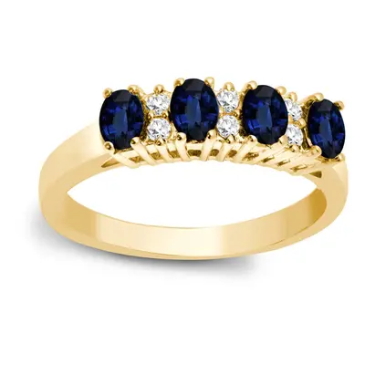 (I) Jewelco London 9ct Yellow Gold Claw Set H I2 0.12ct Diamond and Oval Blue 1.05ct Sapphire Qu