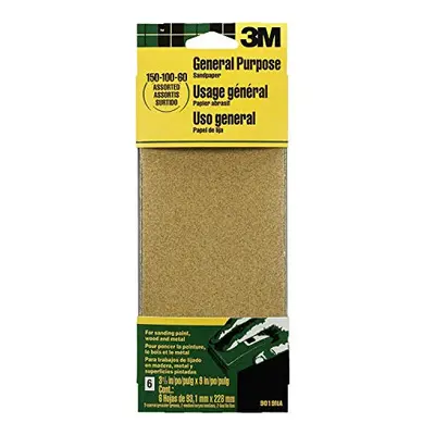 3M 9019 General Purpose Sandpaper Sheets, 3-2/3-Inch by 9-Inch, Assorted Grit Aluminum Oxide 3.6