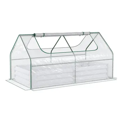 Outsunny Raised Garden Bed Planter Box with Greenhouse, Large Window, Clear