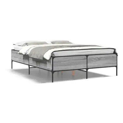 (grey sonoma, x cm/ cm) vidaXL Bed Frame Home Bed Base Mattress Foundation Engineered Wood and M