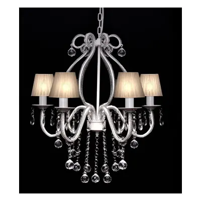 vidaXL Chandelier with Crystals White Pendant Light Lamp Lighting Fixture