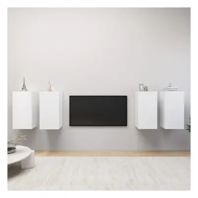 vidaXL 4x TV Cabinets White 30.5x30x60 cm Chipboard Hanging TV Cabinet Unit