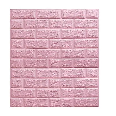 (Pink) 3D Brick DIY Wall Sticker Self-adhesive Waterproof Panels Wallpaper Decal 3D Brick Patter