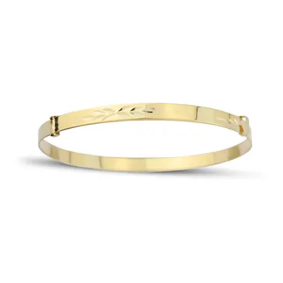 Jewelco London 9ct Yellow Gold - 3mm Patterned Expandable Baby Bangle Bracelet - 42mm-54mm - BNN