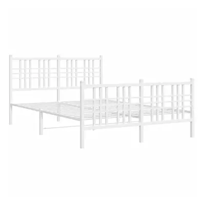 (white, 140x190 cm/with headboard & footboard) vidaXL Metal Bed Frame with Headboard Home Bed Ba