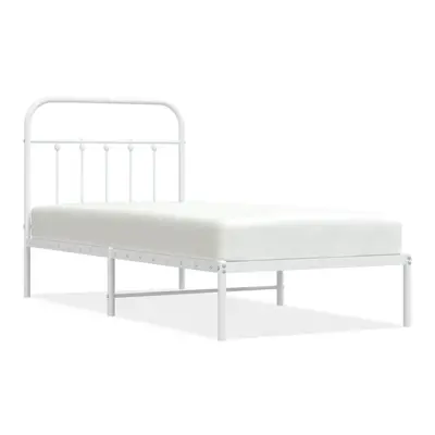 (white, x cm/with headboard) vidaXL Metal Bed Frame Bedroom Bed Base Bedstead Metal Matress Foun