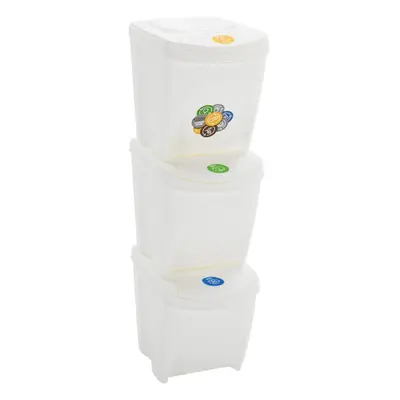 vidaXL Stackable Garbage Bin Boxes pcs White L Polypropylene