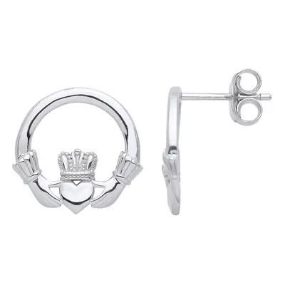 Jewelco London Sterling Silver Claddagh fÃ¡inne Chladaigh Stud Earrings - GVE965