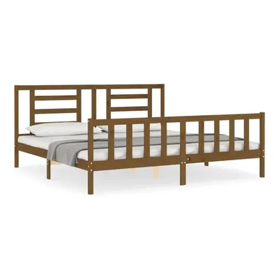 (honey brown, x cm) vidaXL Bed Frame Bed Base Platform Bed with Headboard Grey Single Solid Wood