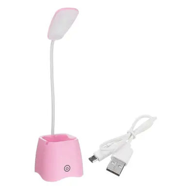 (Pink) Multifunctional USB Rechargeable Touch Dimmable LED Table Lamp Pen Holder Mobile Phone St