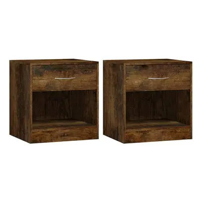 (Smoked oak) vidaXL 2x Bedside Cabinets with Drawer Nightstand Bedroom Table Multi Colours