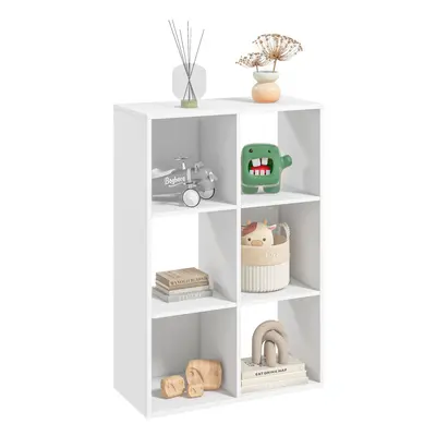 HOMCOM Storage Cabinet Bookcase Cube with Shelves for Home Office, White