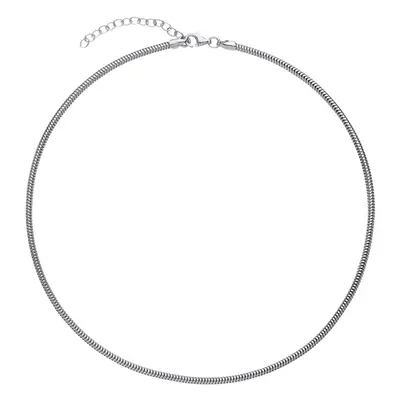 Jewelco London Ladies Sterling Silver Snake Omega Chain Choker Collarette Necklace 2.5mm 14-16" 