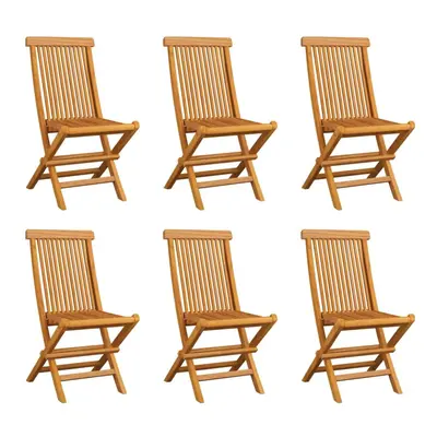 vidaXL 6x Solid Teak Wood Folding Garden Chairs Wooden Outdoor Dining Seat