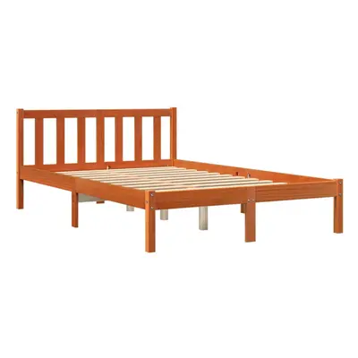 vidaXL Bed Frame Bedstead Bed Base Wax Brown 135x190 cm Double Solid Wood Pine