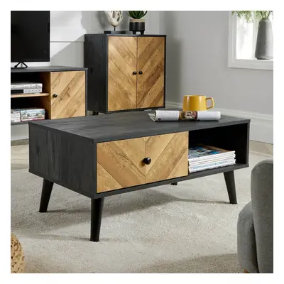 (Black) Home Source Dallas Drawer Open Storage Coffee Table Unit